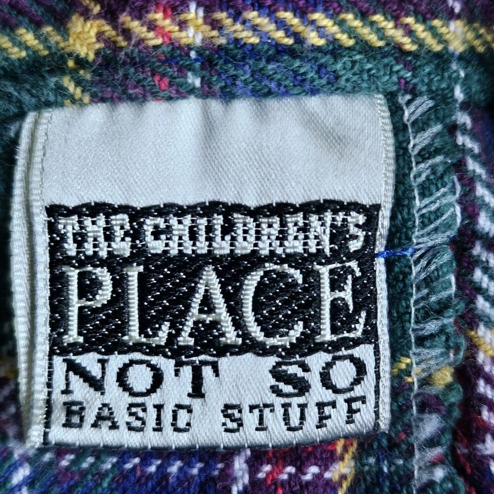 Vintage 90s Plaid High Waisted Bermuda Shorts Green Purple Cotton Kids M 8 - Picture 3 of 8